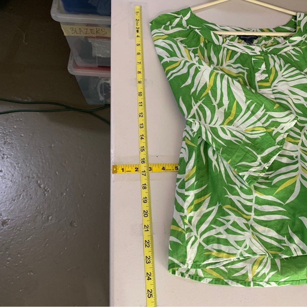 Banana republic green palm print blouse Hawaiian 100% cotton button up XS top - Picture 9 of 11